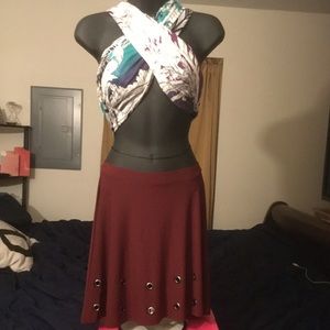 Deep Red Skater Skirt